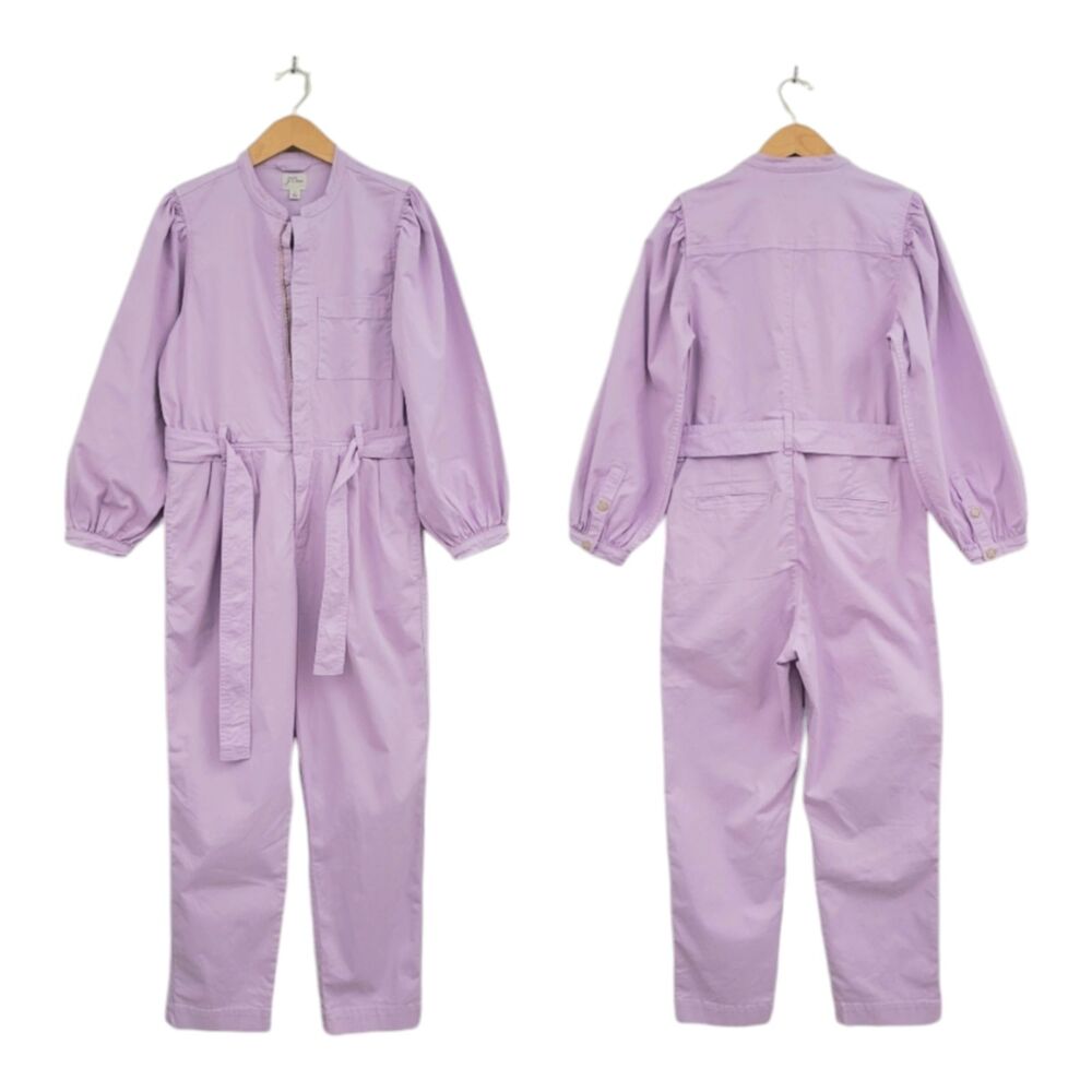 J.Crew Coveralls Womens 16T Lilac Puff Sleeve Front Zip Work Casual Utility Work